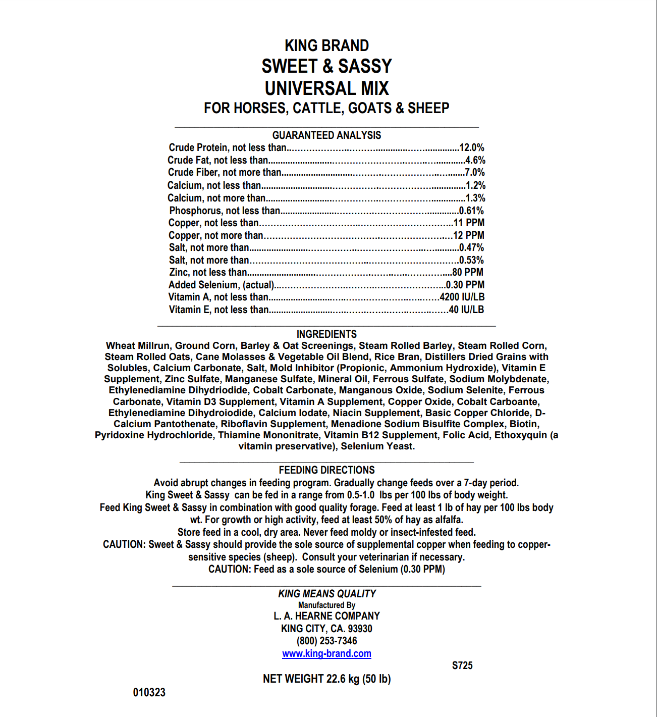 Sweet and Sassy Uni Mix King Feeds